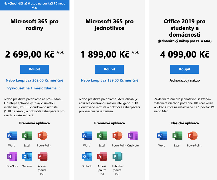 Office 365 - ceny předplatného pro rok 2022 (nově Microsoft 365 ...
